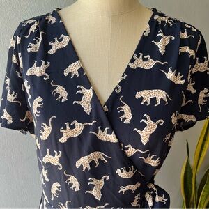 J.Crew• Navy Leopard Wrap Dress• Sz 10